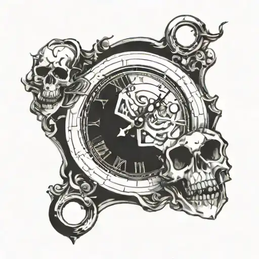 Half Skeleton 2 Go Half Clock Hand Tattoo Design Featuring