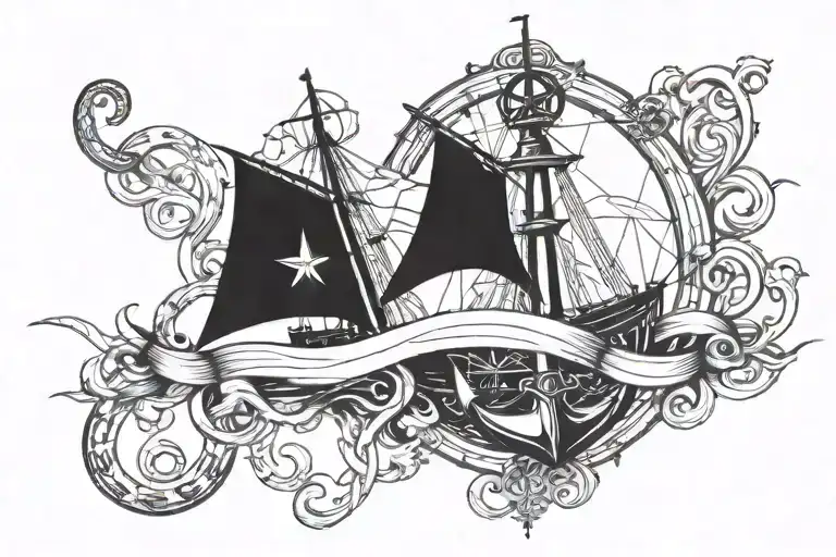 Ship's Rudder And Anchor