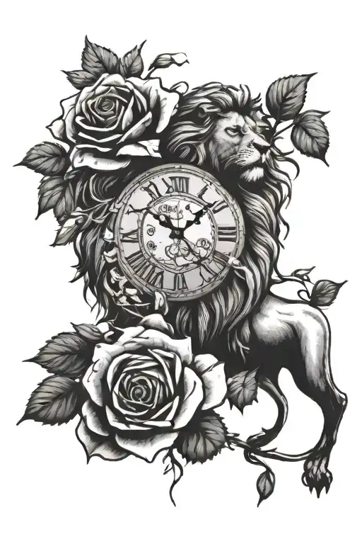 Lion Roses Time Clock