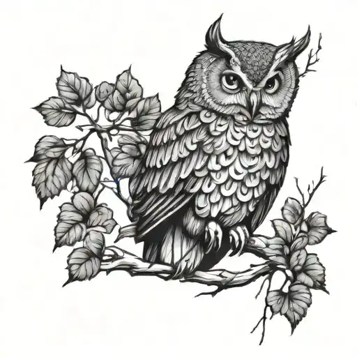 A Majestic Owl Perched On A Tree Branch Symbolizing Wisdom And Growth