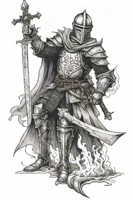 Knight Near Bonfire Dark Souls