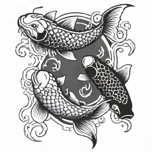 Koi Fish Are Ying And Yang Swimming