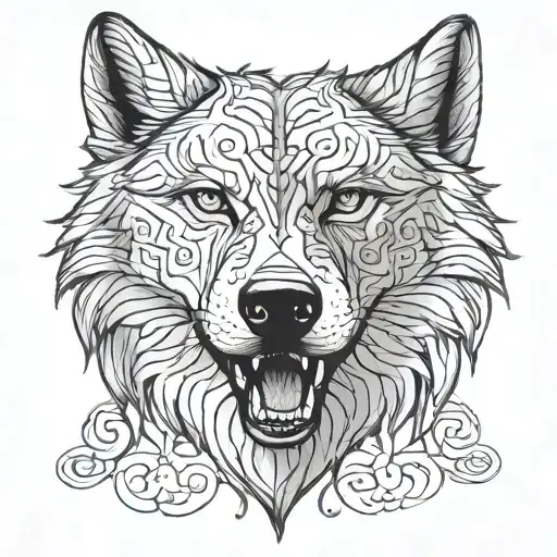 Wolf Face With Female Face