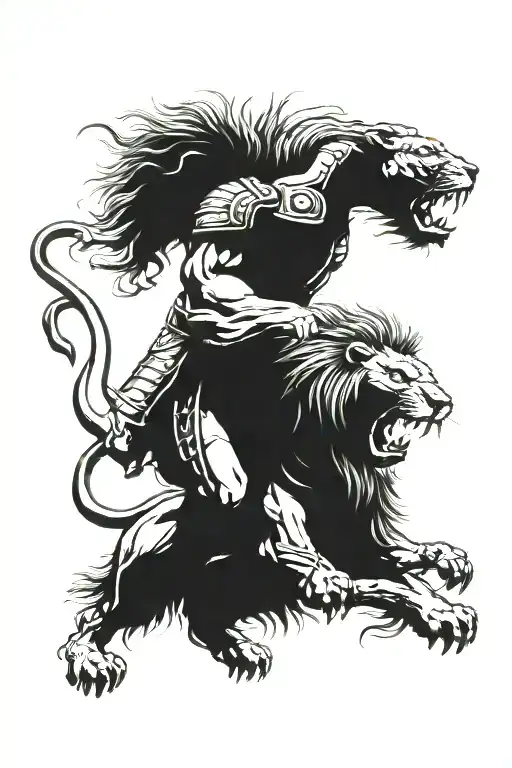 Lion Fighting A Roman Legionary People