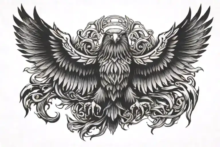 German Eagle Rising From The Ashes Flying