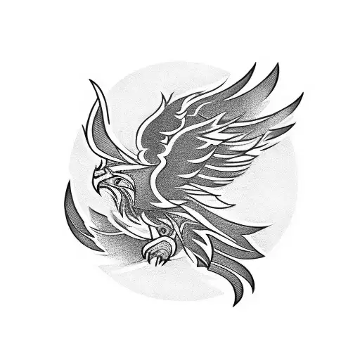 Tribal-inspired Blackwork Tattoo Representing A Phoenix