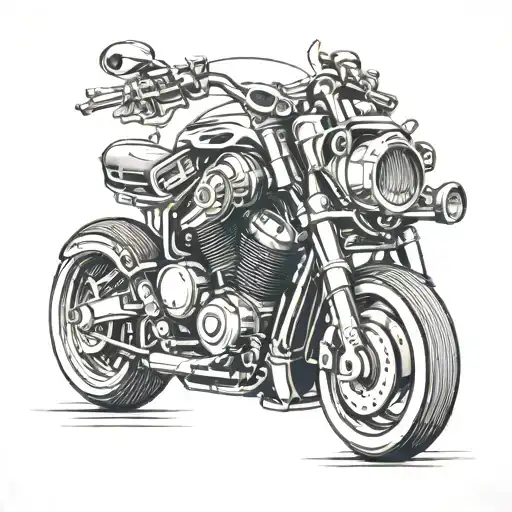 A Motorcycle Engine With Fire Details