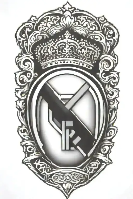 Real Madrid Logo With Champions League Trophy On Thigh Simple