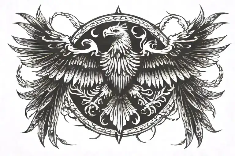 German Eagle Rising From The Ashes Flying