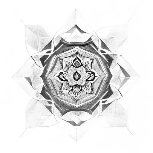A Geometric Mandala Design Incorporating The Symbol Of Lord Hanuman
