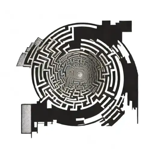 A Black Maze Torn In Half Which Looks Like Semi Circle With Rought Toen Ends