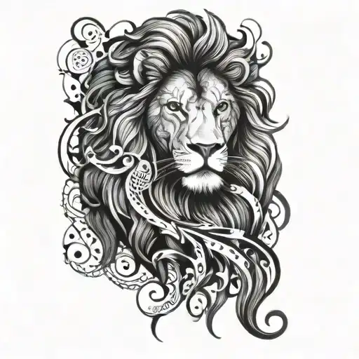 Incorporate Musical Notes And Symbols Into A Majestic Lion Design