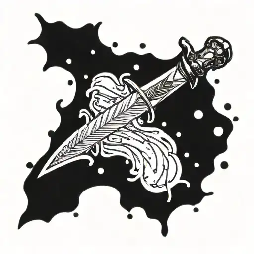 Dagger In Water With Sparkles