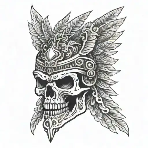 Skull With Quetzalcoatl Helmet