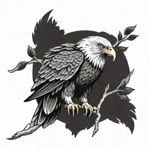 Eagle Posing On Branch