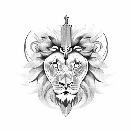 Sword With Half Capricorn And Half Lion