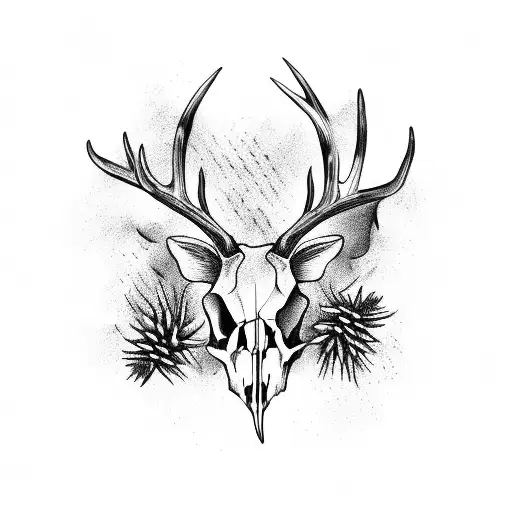Deer Skull With Thorns Around It