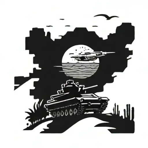 A Cowboy Riding A Military Tank Through A Western Desert Landscape