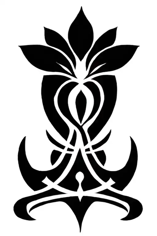 Unalome Symbol With Lotus And Protection Rune