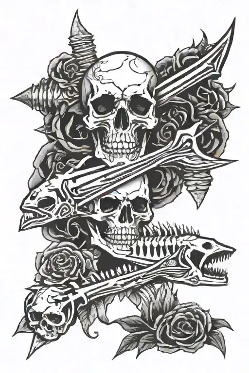 Dagger Skull And Skeleton Bone Fish
