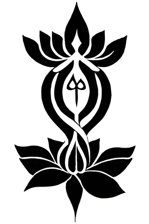Unalome Symbol With Lotus And Protection Rune