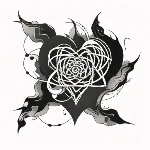 An Abstract Design Symbolizing The Infinite Love Within A Family In A Blackwork Style
