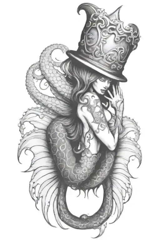 Octopus Holding Mermaid Tail