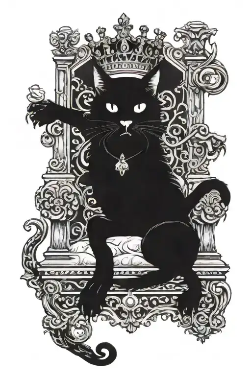 Demon Cat On Throne With Crown