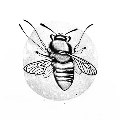 Cyberpunk Bee On Orange Blossoms