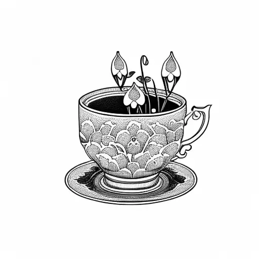 Tea Cup With Lily Of The Valley Flowers Inside The Cup
