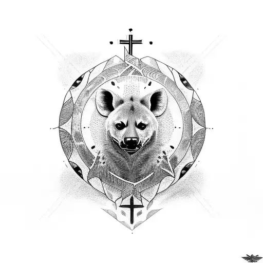 Christian Cross With Hyena