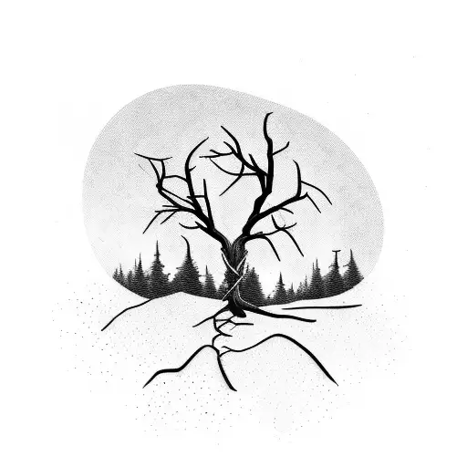 Dead Tree Wrapped In Barbed Wire