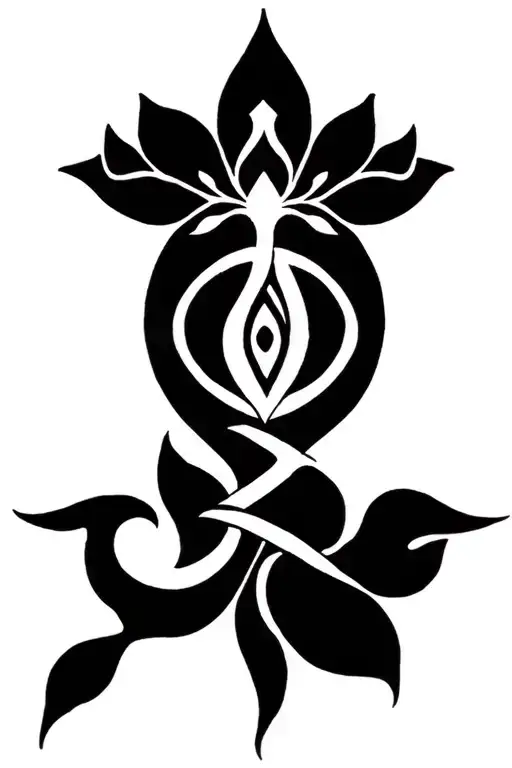 Unalome Symbol With Lotus And Protection Rune