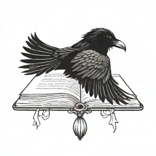Raven Perched Atop Open Book