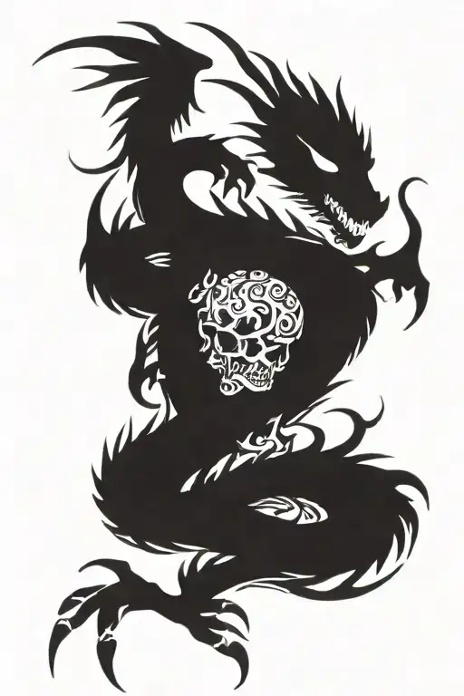 Dragon With Skulls Representing Dark Periods