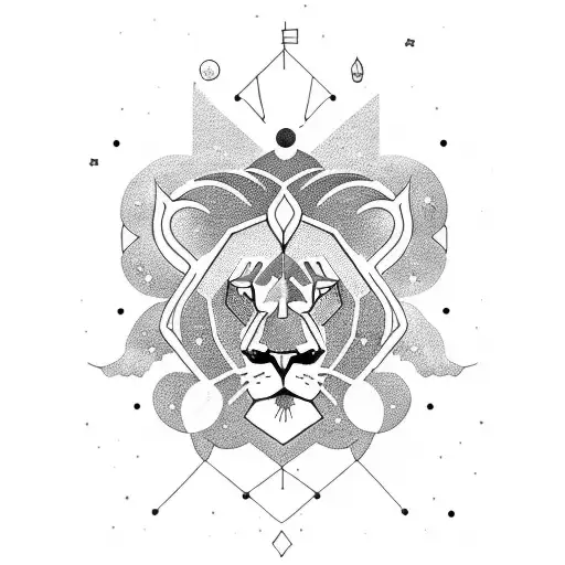 Fullbody Female Lion Walking Trough The Universe On A Stardust Cloud