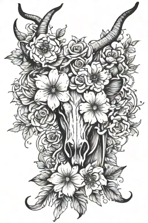 Longhorn Flower Black And White Spine