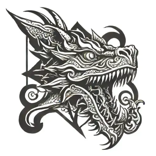 An Old Mediaeval Mythical Sign With A Front Facing Dragon Head Hidden Inside