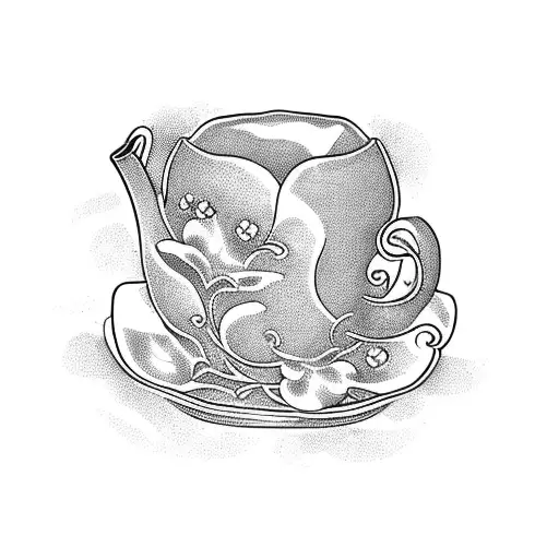 Tea Cup With Lily Of The Valley And Peoney Inside