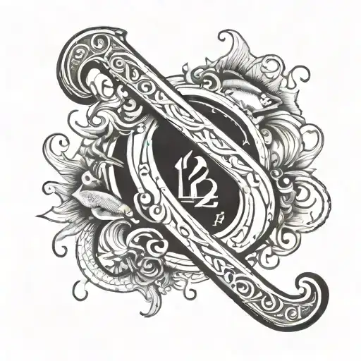 Hockey Stick And Fish Hook Forming The Number 12