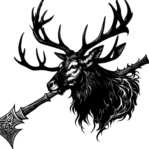 House Baratheon Stag Sigil With Roberts Warhammer Maul