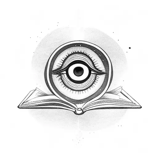 Tattoo With 3Rd Eye And Book For Hand