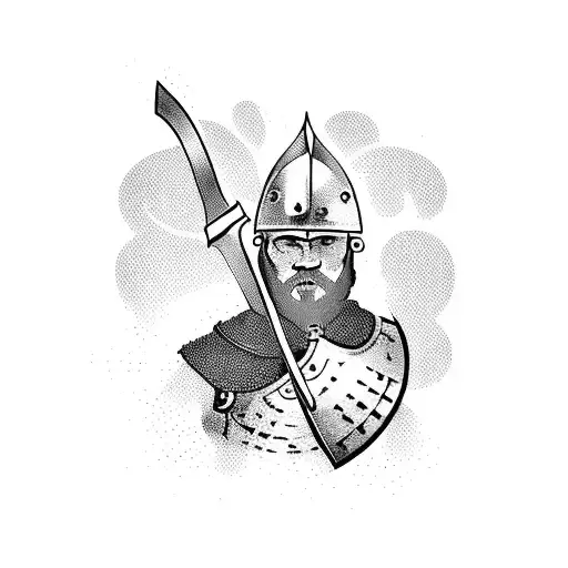 Viking Warrior With Axe In A Viking Ship