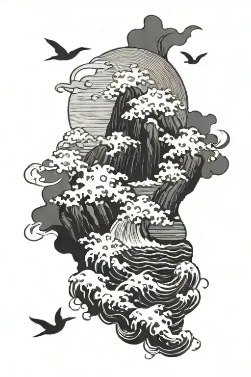 Cliff Overlooking Storm On Water Waves