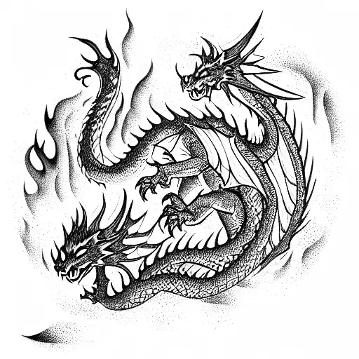 Forest Dragon Fire Tattoo