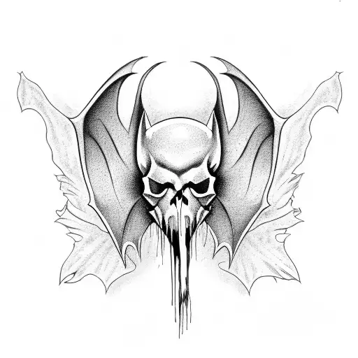 Bat Skull With Creepy Wings