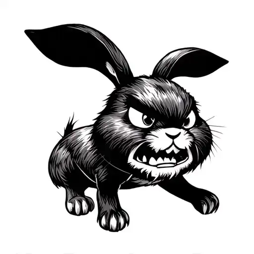 Cartoon Cute Angry Rabbit