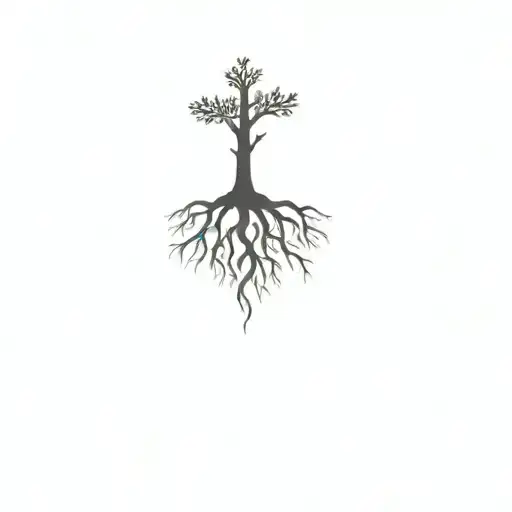 A Tree With Roots With Birds In Background