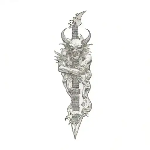 A Demon With Jester Head Holding A Jackson Flying V Guitar