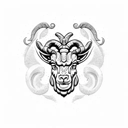 Aries Ram Head Coming Out Of Fire